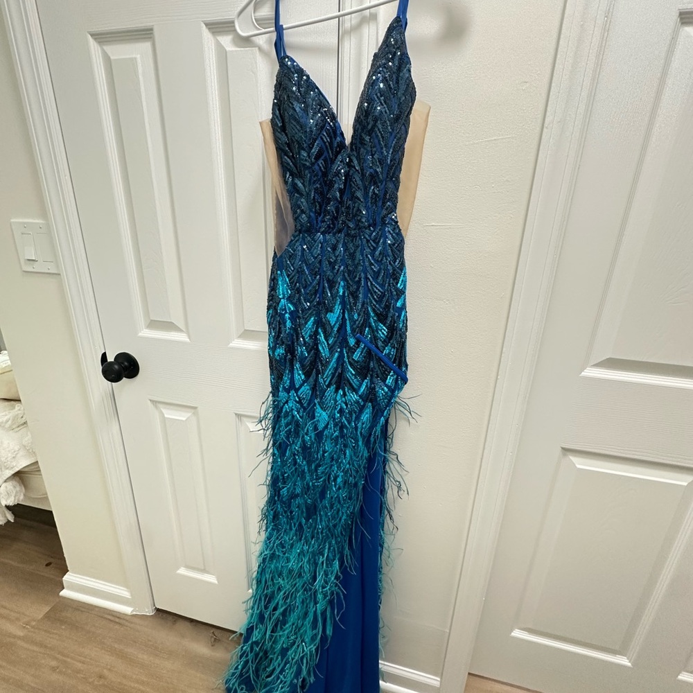 Stunning Blue and Teal Sequin Gown